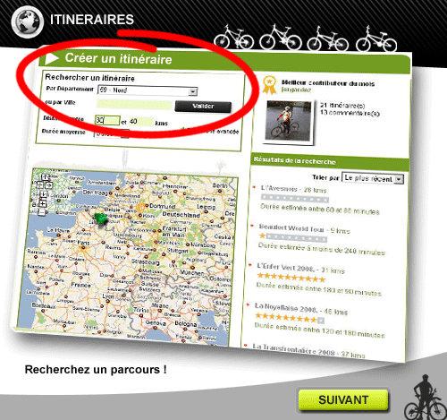itineraire vélo sur Btwinmaps parcours vélo