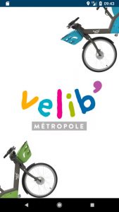 La page d'acceuil de l'application pour smartphone Vélib' Métropole