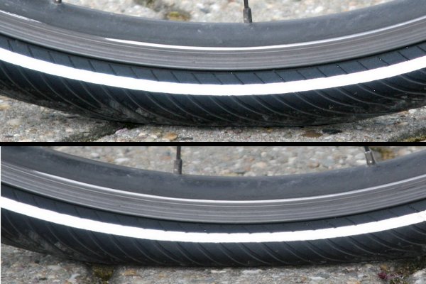 Reconnaître au visu des pneus de vélo mal gonflés