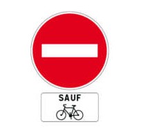 panneau sens interdit sauf vélo