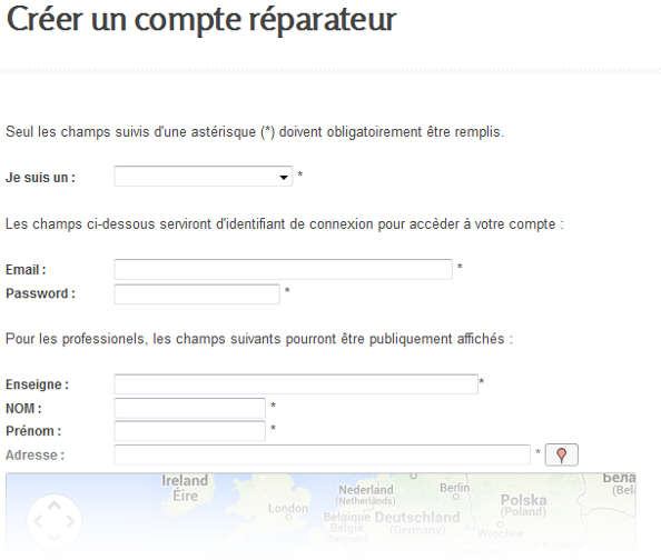 formulaire inscription reparateur velo