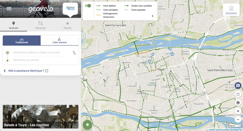 Types d'améngaments cyclables Geovelo Tours