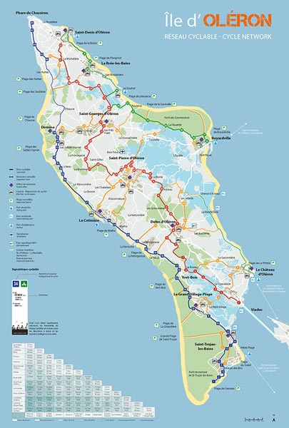 Carte des pistes cyclables de l'île d'Oléron