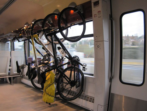 bike rack in a train