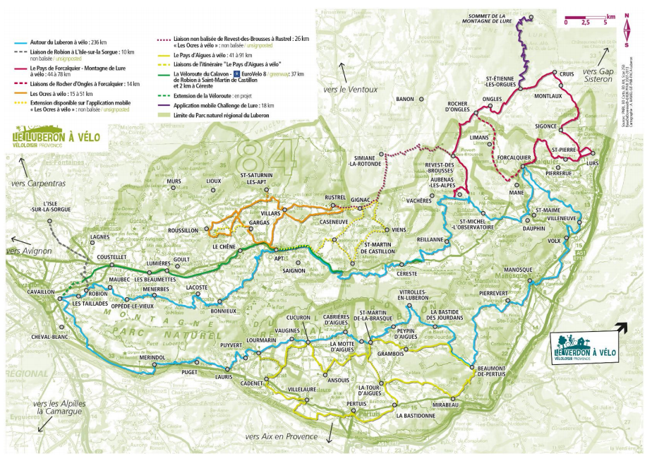 Carte du Lubéron à vélo