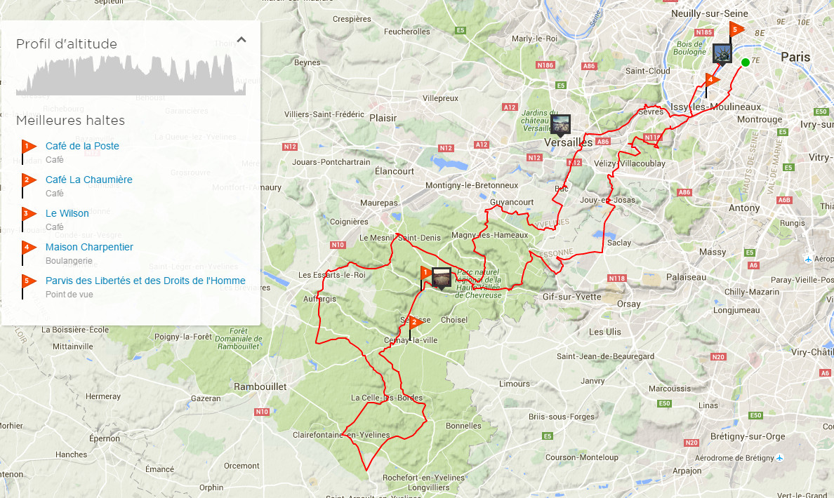 Un parcours vélo sur Strava