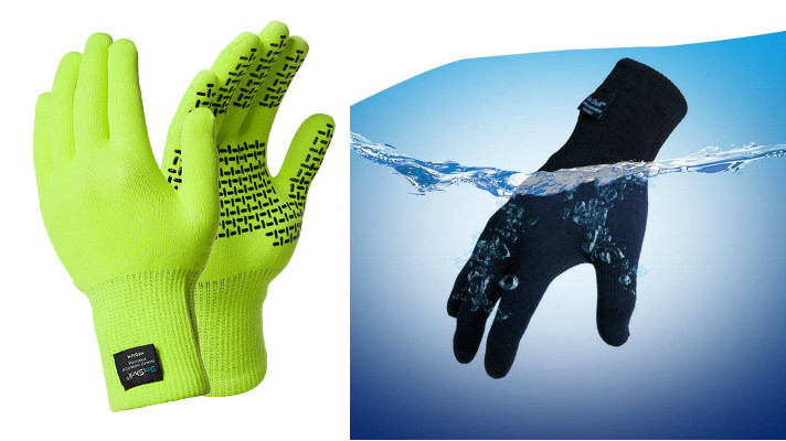 Gants cyclistes jaune fluo étanches Touchfit Dexshell