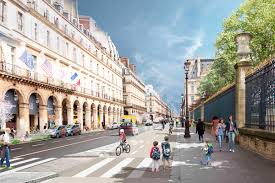 Piste cyclable rue Rivoli à Paris