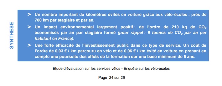 Un bilan positif pour les vélo-écoles