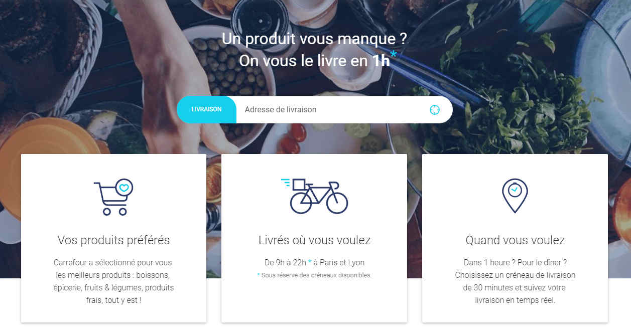 Livraison à vélo en ville Carrefour