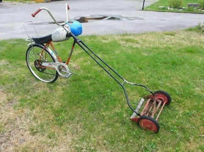 Vélos insolites : Une monture pour tondre sa pelouse avec style