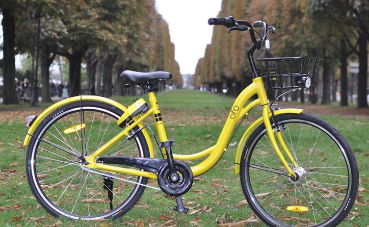 Vélo jaune en libre service d'Ofo