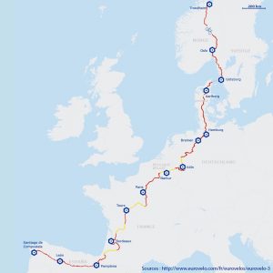Carte itinéraire de l' EuroVelo 3