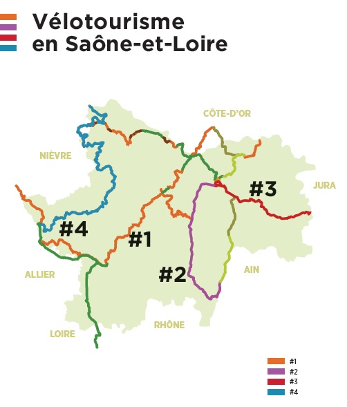 Cartographie vélotourisme en Saone et Loire
