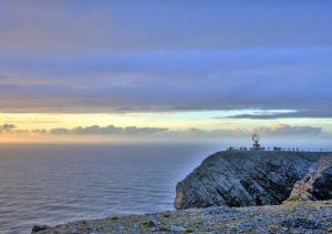 Départ de l'EuroVelo 7 au Cap Nord, Norvège