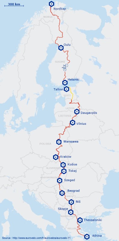 Itinéraire de l'EuroVelo 11, véloroute de l'Europe de l'Est