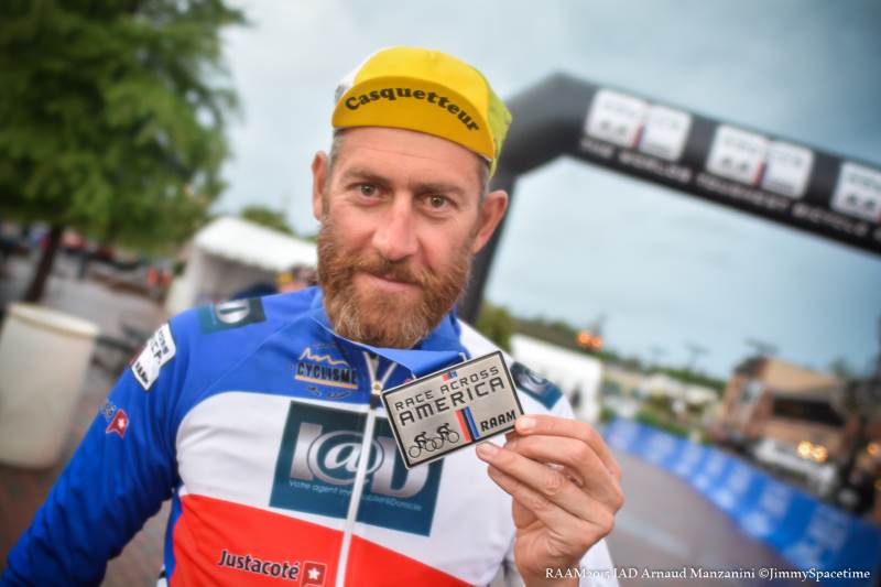 Arnaud Manzanini après la ligne d'arrivée