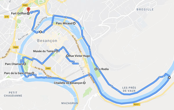 Besançon à vélo, itinéraire