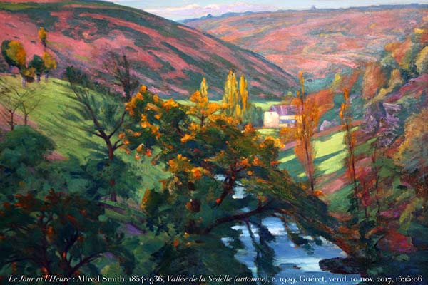 Le Jour ni l’Heure de Alfred Smith, représentant la Vallée de la Sédelle sur la Creuse à vélo