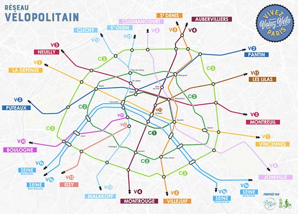 Le réseau express vélo, une proposition des assosciations vélo pour les élections municipales 2020 Paris