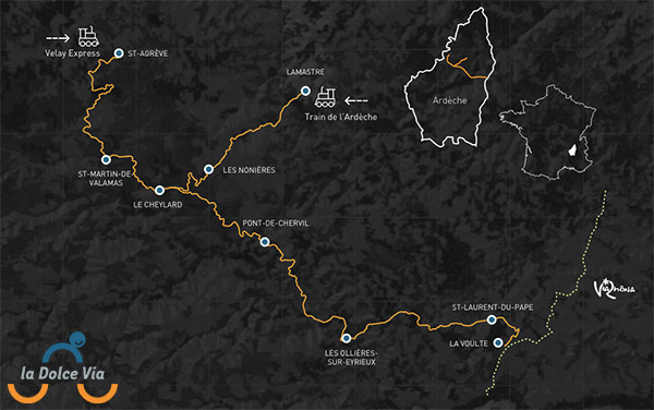 Carte itinéraire de la Dolce Via