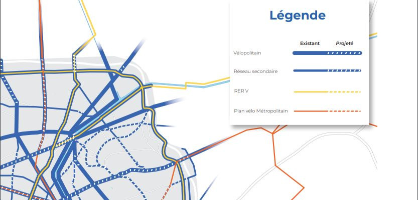 Schéma des pistes cyclables à Paris