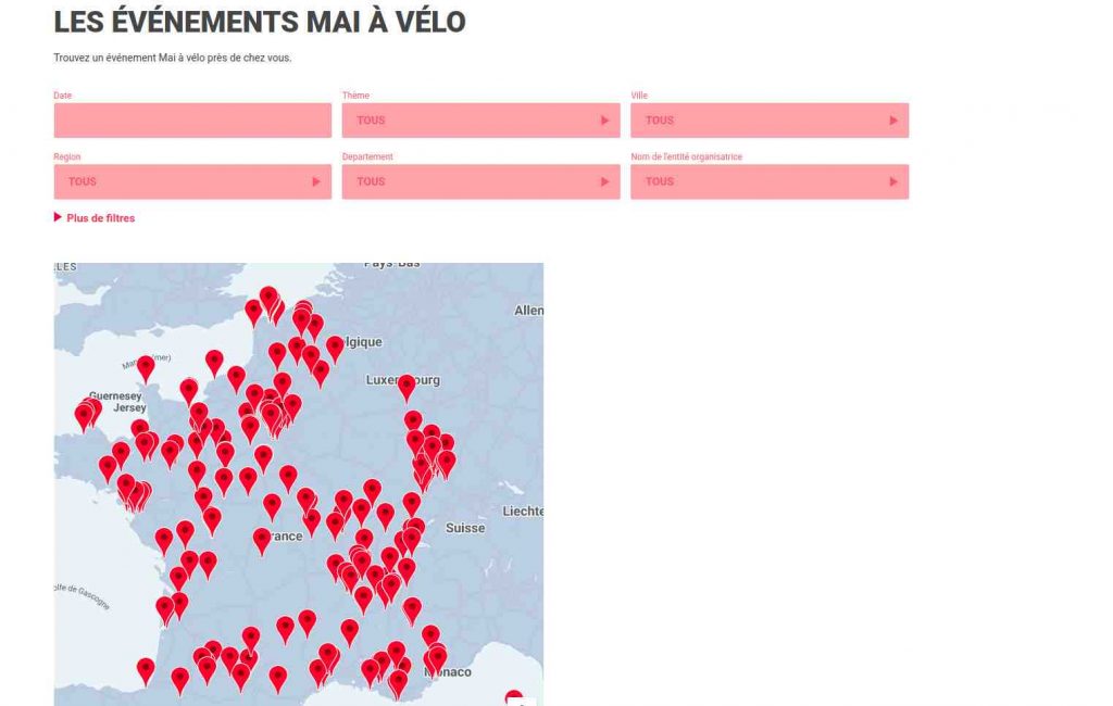 carte des activités Mai à vélo