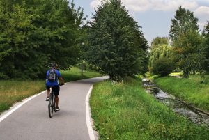 Cycliste sur piste cyclable