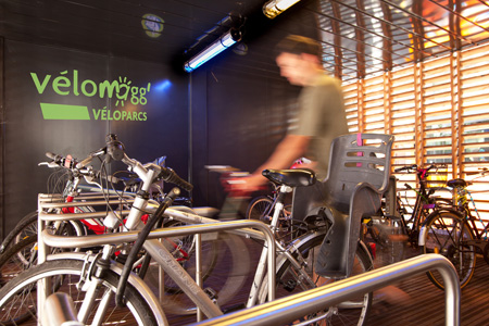 Un véloparc Vélomagg’ à Montpellier, qui permet de garer les vélos à l’intérieur