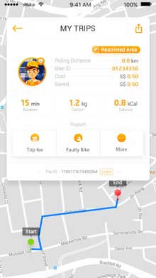 Un aperçu de l’application Obike