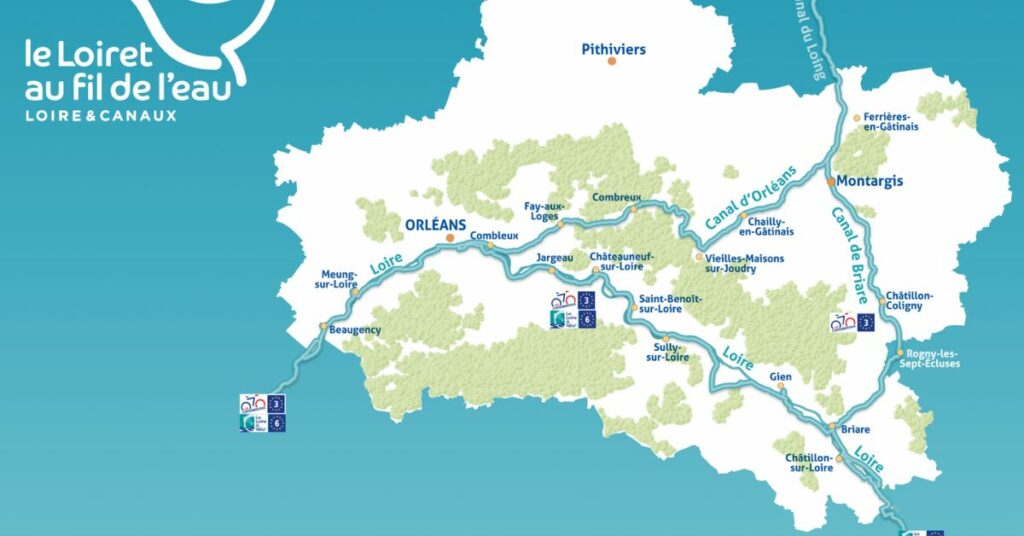Infographie présentant le tracé de la véloroute du canal d'Orléans.
